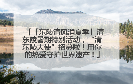 「东陵清风消夏季」清东陵暑期特别活动，“清东陵大使”招募啦！用你的热爱守护世界遗产！