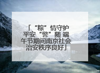 “粽”情守护 平安“警”随 端午节期间南京社会治安秩序良好