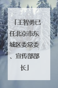王智勇已任北京市东城区委常委、宣传部部长