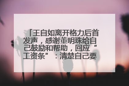 王自如离开格力后首发声，感谢董明珠给自己鼓励和帮助，回应“工资条”：清楚自己要什么，工资条不重要