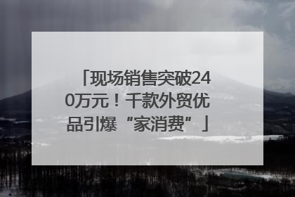 现场销售突破240万元！千款外贸优品引爆“家消费”