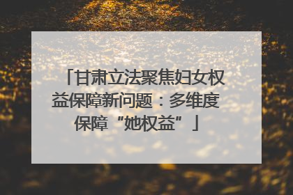 甘肃立法聚焦妇女权益保障新问题：多维度保障“她权益”