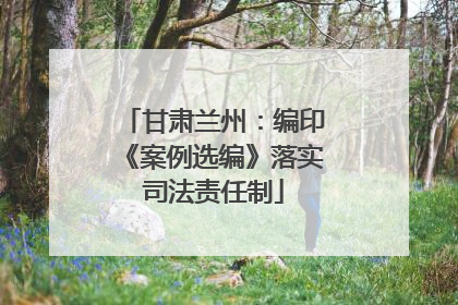 甘肃兰州：编印《案例选编》落实司法责任制