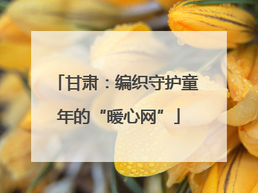 甘肃：编织守护童年的“暖心网”