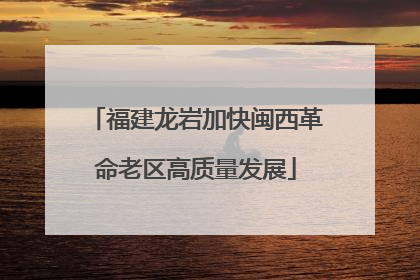 福建龙岩加快闽西革命老区高质量发展