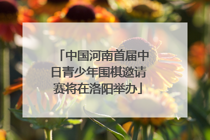 中国河南首届中日青少年围棋邀请赛将在洛阳举办