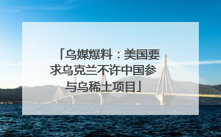 乌媒爆料：美国要求乌克兰不许中国参与乌稀土项目