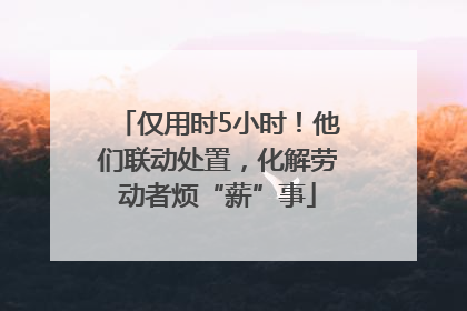 仅用时5小时！他们联动处置，化解劳动者烦“薪”事