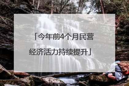 今年前4个月民营经济活力持续提升