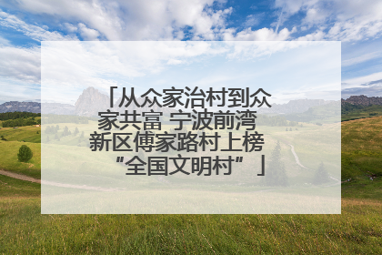 从众家治村到众家共富 宁波前湾新区傅家路村上榜“全国文明村”