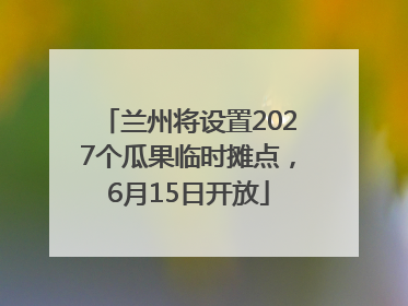 兰州将设置2027个瓜果临时摊点，6月15日开放