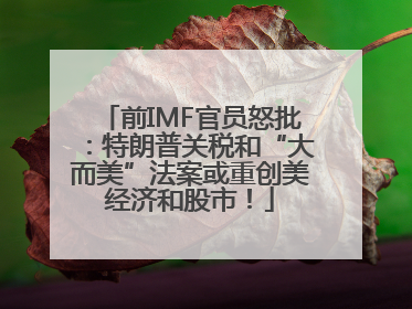 前IMF官员怒批：特朗普关税和“大而美”法案或重创美经济和股市！