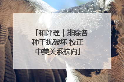 和评理｜排除各种干扰破坏 校正中美关系航向