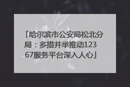 哈尔滨市公安局松北分局：多措并举推动12367服务平台深入人心
