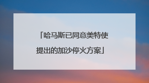 哈马斯已同意美特使提出的加沙停火方案