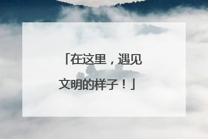 在这里，遇见文明的样子！