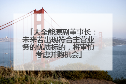 大全能源副董事长：未来若出现符合主营业务的优质标的，将审慎考虑并购机会