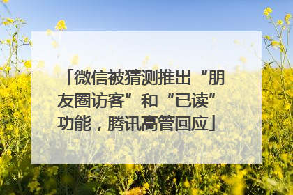 微信被猜测推出“朋友圈访客”和“已读”功能，腾讯高管回应