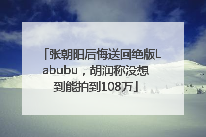 张朝阳后悔送回绝版Labubu，胡润称没想到能拍到108万