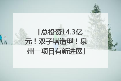 总投资14.3亿元！双子塔造型！泉州一项目有新进展