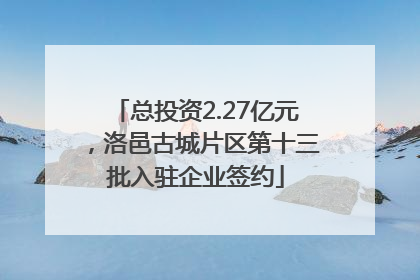 总投资2.27亿元，洛邑古城片区第十三批入驻企业签约