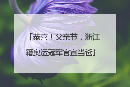 恭喜！父亲节，浙江籍奥运冠军官宣当爸