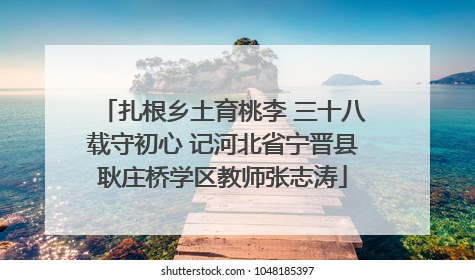 扎根乡土育桃李 三十八载守初心 记河北省宁晋县耿庄桥学区教师张志涛