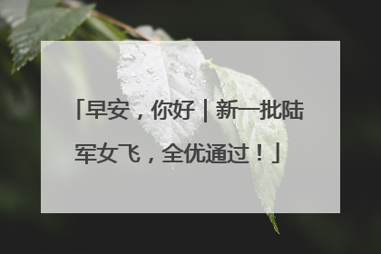 早安，你好｜新一批陆军女飞，全优通过！