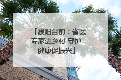 濮阳台前：省医专家进乡村 守护健康促振兴