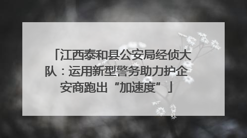 江西泰和县公安局经侦大队：运用新型警务助力护企安商跑出“加速度”