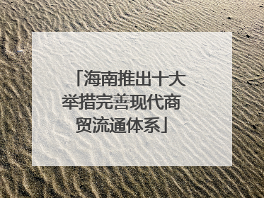 海南推出十大举措完善现代商贸流通体系