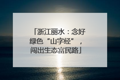 浙江丽水：念好绿色“山字经”，闯出生态富民路