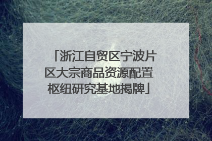 浙江自贸区宁波片区大宗商品资源配置枢纽研究基地揭牌