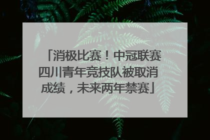 消极比赛！中冠联赛四川青年竞技队被取消成绩，未来两年禁赛