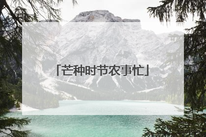 芒种时节农事忙
