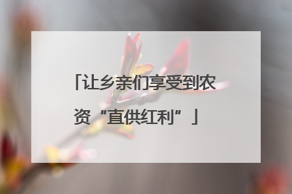 让乡亲们享受到农资“直供红利”