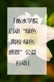 衡水学院启动“绿色离校·绿色感恩”公益行动