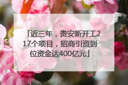 近三年，贵安新开工217个项目，招商引资到位资金达400亿元