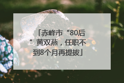 赤峰市“80后”黄双燕，任职不到8个月再提拔