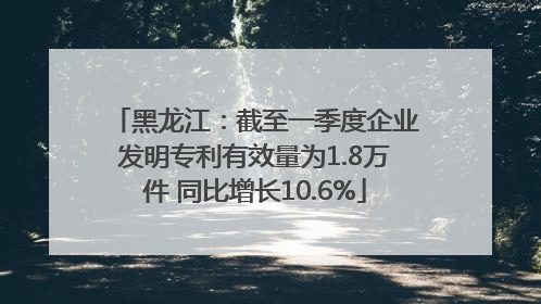 黑龙江：截至一季度企业发明专利有效量为1.8万件 同比增长10.6%